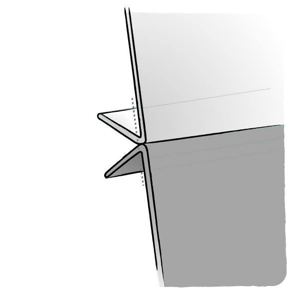 Diagram of stage curtain finishes: simple seam by Azur Scenic